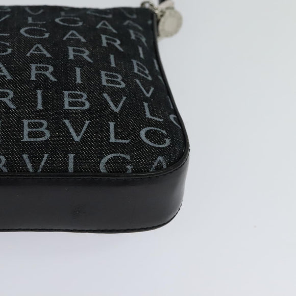 BVLGARI Logo mania Shoulder Bag Canvas Black Auth BA153