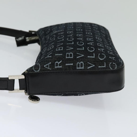 BVLGARI Logo mania Shoulder Bag Canvas Black Auth BA153