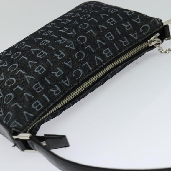 BVLGARI Logo mania Shoulder Bag Canvas Black Auth BA153