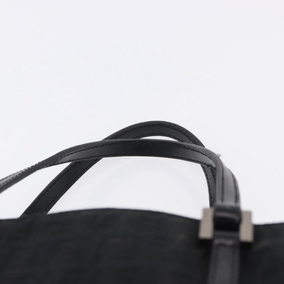 FENDI Zucchino Canvas Hand Bag Black Silver Auth BA15300