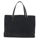 FENDI Zucchino Canvas Hand Bag Black Silver Auth BA15300-2