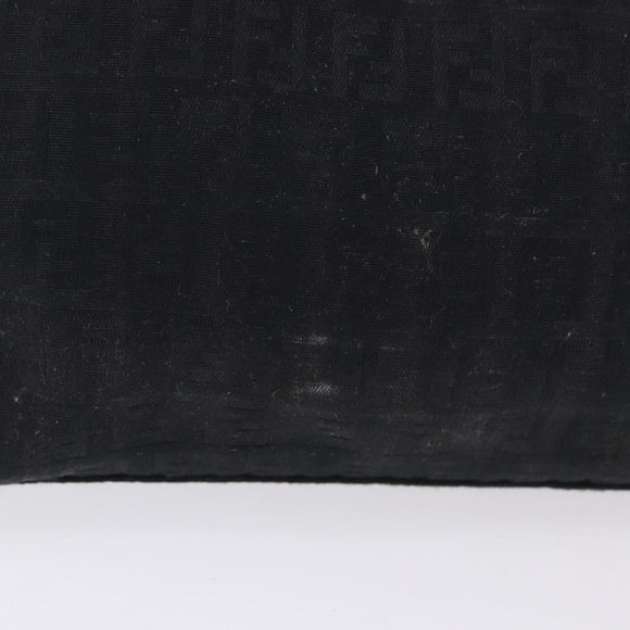 FENDI Zucchino Canvas Hand Bag Black Silver Auth BA15300