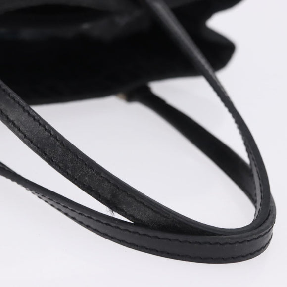 FENDI Zucchino Canvas Hand Bag Black Silver Auth BA15300