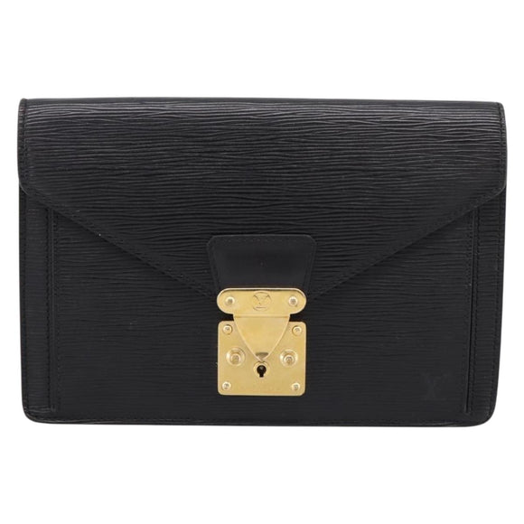 LOUIS VUITTON Epi Sellier Dragonne Clutch Bag Black M52612 LV Auth BA15301