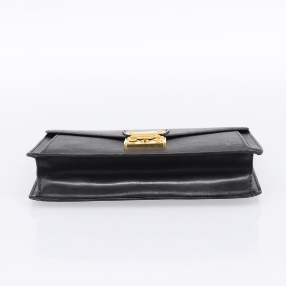 LOUIS VUITTON Epi Sellier Dragonne Clutch Bag Black M52612 LV Auth BA15301