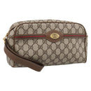 GUCCI GG Supreme Web Sherry Line Clutch Bag PVC Beige 014 904 0020 Auth BA15302-1