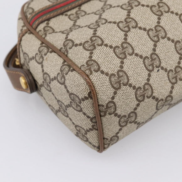 GUCCI GG Supreme Web Sherry Line Clutch Bag PVC Beige 014 904 0020 Auth BA15302