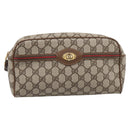 GUCCI GG Supreme Web Sherry Line Clutch Bag PVC Beige 014 904 0020 Auth BA15302-13