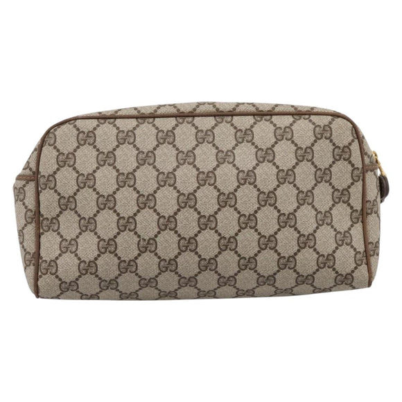 GUCCI GG Supreme Web Sherry Line Clutch Bag PVC Beige 014 904 0020 Auth BA15302