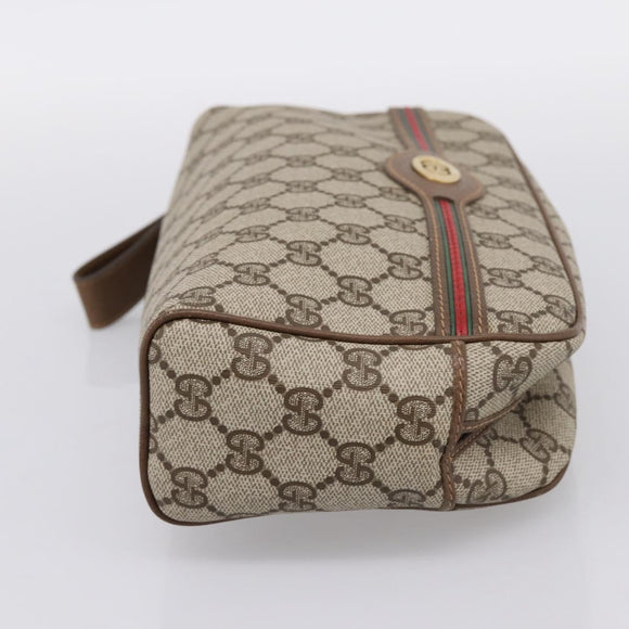 GUCCI GG Supreme Web Sherry Line Clutch Bag PVC Beige 014 904 0020 Auth BA15302