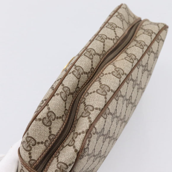 GUCCI GG Supreme Web Sherry Line Clutch Bag PVC Beige 014 904 0020 Auth BA15302