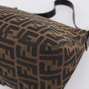 FENDI Zucca Canvas Mamma Baguette Shoulder Bag Brown Silver Auth BA15303V-12