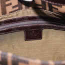 FENDI Zucca Canvas Mamma Baguette Shoulder Bag Brown Silver Auth BA15303V-15