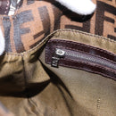 FENDI Zucca Canvas Mamma Baguette Shoulder Bag Brown Silver Auth BA15303V-19