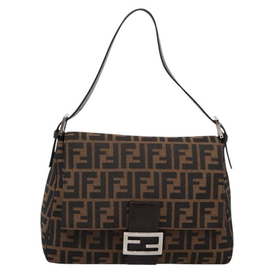 FENDI Zucca Canvas Mamma Baguette Shoulder Bag Brown Silver Auth BA15303V - 0