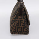 FENDI Zucca Canvas Mamma Baguette Shoulder Bag Brown Silver Auth BA15303V-4