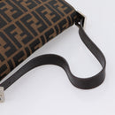 FENDI Zucca Canvas Mamma Baguette Shoulder Bag Brown Silver Auth BA15303V-7