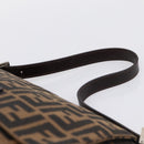 FENDI Zucca Canvas Mamma Baguette Shoulder Bag Brown Silver Auth BA15303V-8