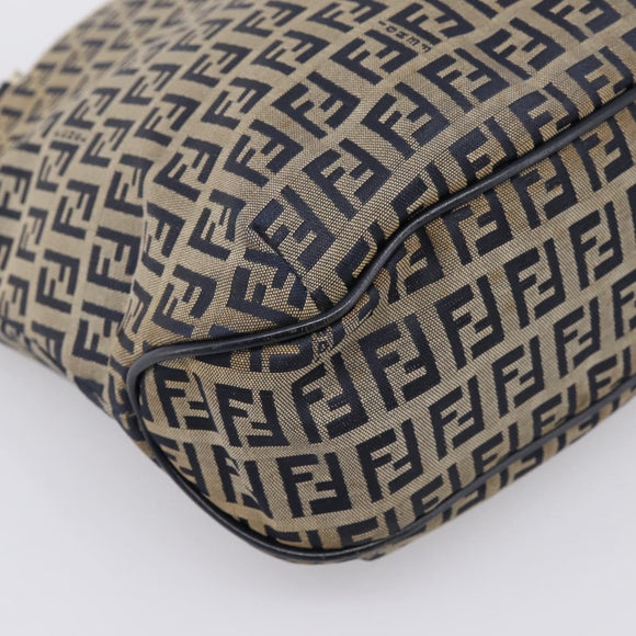 FENDI Zucchino Canvas Hand Bag Navy Silver Auth BA15304