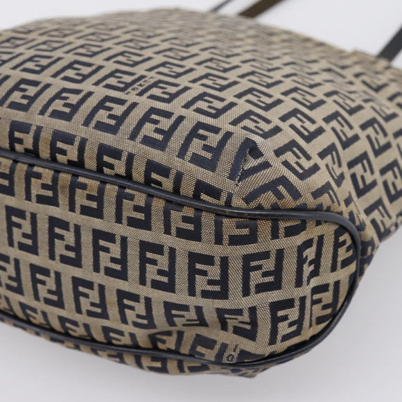 FENDI Zucchino Canvas Hand Bag Navy Silver Auth BA15304