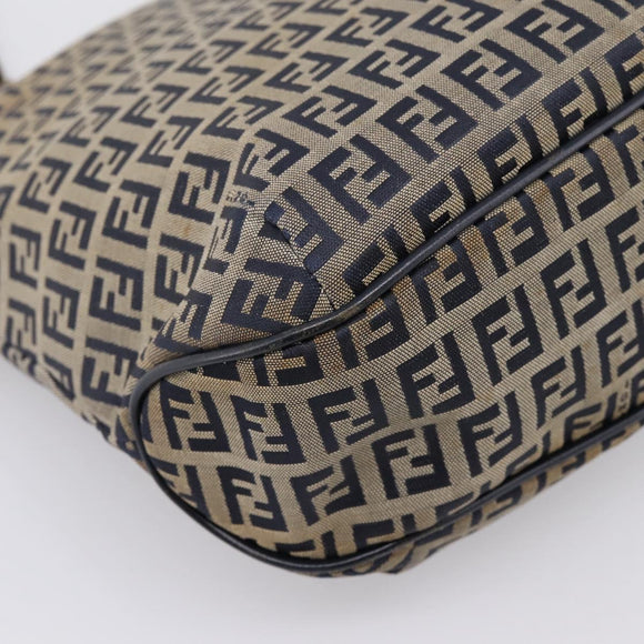 FENDI Zucchino Canvas Hand Bag Navy Silver Auth BA15304