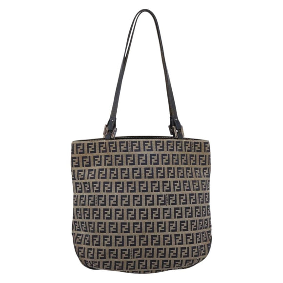 FENDI Zucchino Canvas Hand Bag Navy Silver Auth BA15304