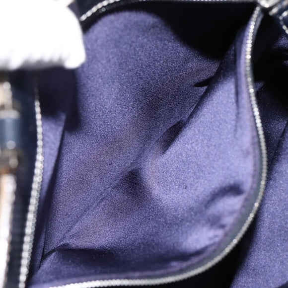FENDI Zucchino Canvas Hand Bag Navy Silver Auth BA15304