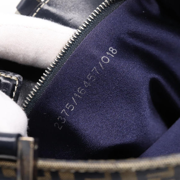FENDI Zucchino Canvas Hand Bag Navy Silver Auth BA15304