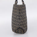 FENDI Zucchino Canvas Hand Bag Navy Silver Auth BA15304-4
