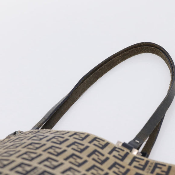 FENDI Zucchino Canvas Hand Bag Navy Silver Auth BA15304