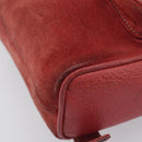 GUCCI Bamboo Backpack Suede Red Gold Tone 003 1705 0030 Auth BA15308-17