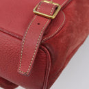 GUCCI Bamboo Backpack Suede Red Gold Tone 003 1705 0030 Auth BA15308-18