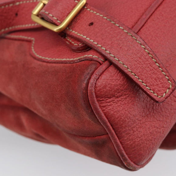 GUCCI Bamboo Backpack Suede Red Gold Tone 003 1705 0030 Auth BA15308