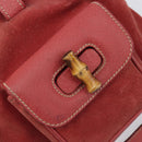 GUCCI Bamboo Backpack Suede Red Gold Tone 003 1705 0030 Auth BA15308-21