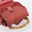 GUCCI Bamboo Backpack Suede Red Gold Tone 003 1705 0030 Auth BA15308-7