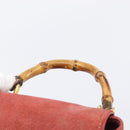 GUCCI Bamboo Backpack Suede Red Gold Tone 003 1705 0030 Auth BA15308-14