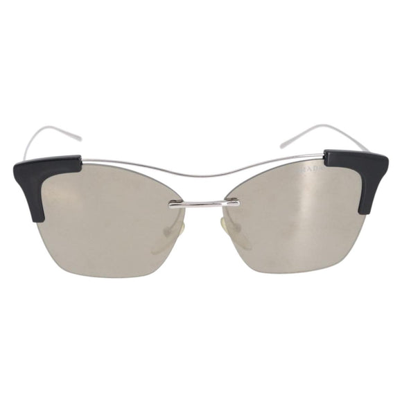 PRADA Sunglasses Metal Silver Black Auth BA15310