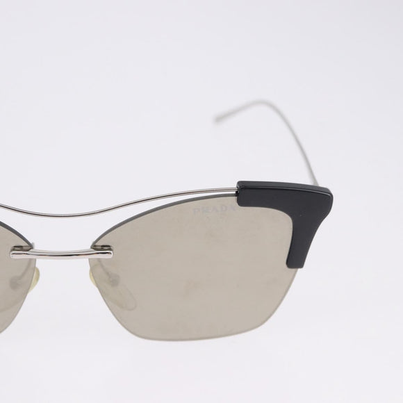 PRADA Sunglasses Metal Silver Black Auth BA15310