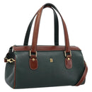 BALLY Hand Bag Leather 2way Green Gold Tone Auth BA15313-1