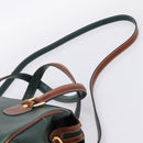 BALLY Hand Bag Leather 2way Green Gold Tone Auth BA15313-15