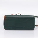 BALLY Hand Bag Leather 2way Green Gold Tone Auth BA15313-5