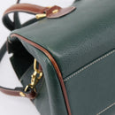 BALLY Hand Bag Leather 2way Green Gold Tone Auth BA15313-16