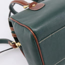 BALLY Hand Bag Leather 2way Green Gold Tone Auth BA15313-18