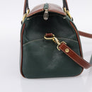 BALLY Hand Bag Leather 2way Green Gold Tone Auth BA15313-3