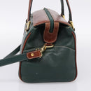 BALLY Hand Bag Leather 2way Green Gold Tone Auth BA15313-4