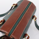 BALLY Hand Bag Leather 2way Green Gold Tone Auth BA15313-6