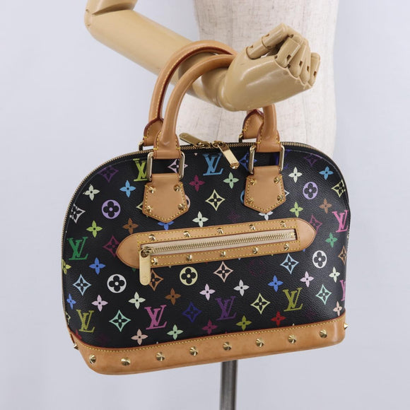 LOUIS VUITTON Monogram Multicolor Alma Hand Bag Black M92646 LV Auth BA15314V