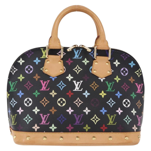 LOUIS VUITTON Monogram Multicolor Alma Hand Bag Black M92646 LV Auth BA15314V