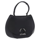 Salvatore Ferragamo Gancini Hand Bag Leather Black Silver Auth BA15316A-1