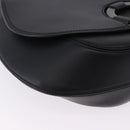 Salvatore Ferragamo Gancini Hand Bag Leather Black Silver Auth BA15316A-10
